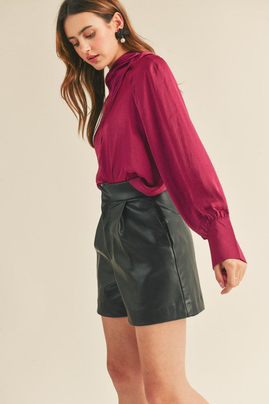 High Neck Crossed Blouse