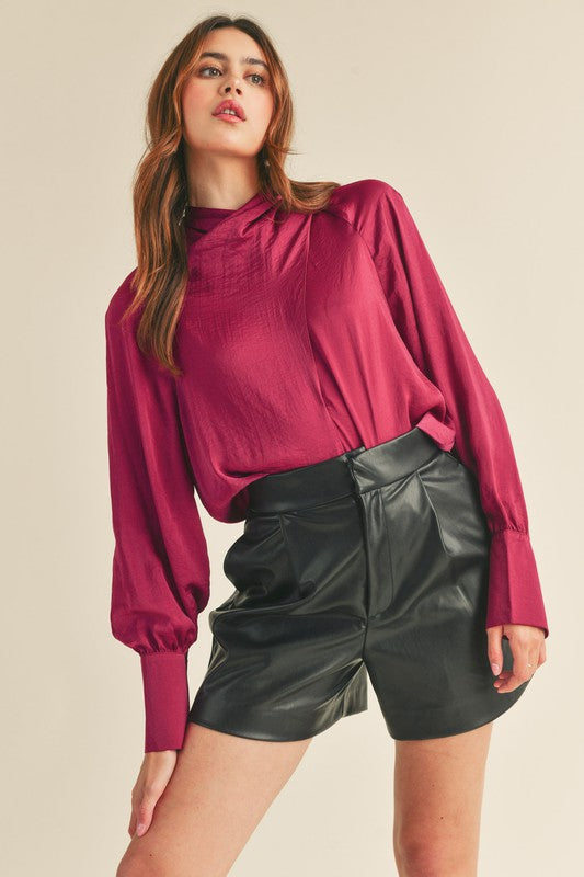 High Neck Crossed Blouse