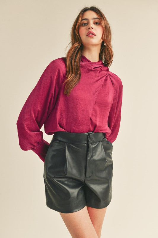 High Neck Crossed Blouse