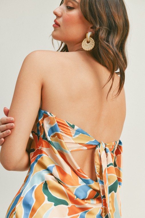 Abstract Strapless Mini Dress