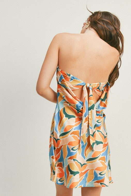 Abstract Strapless Mini Dress