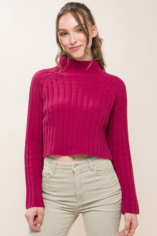 Magenta High Neck Sweater