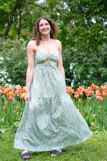 Green Leaf Tiered Maxi Dress