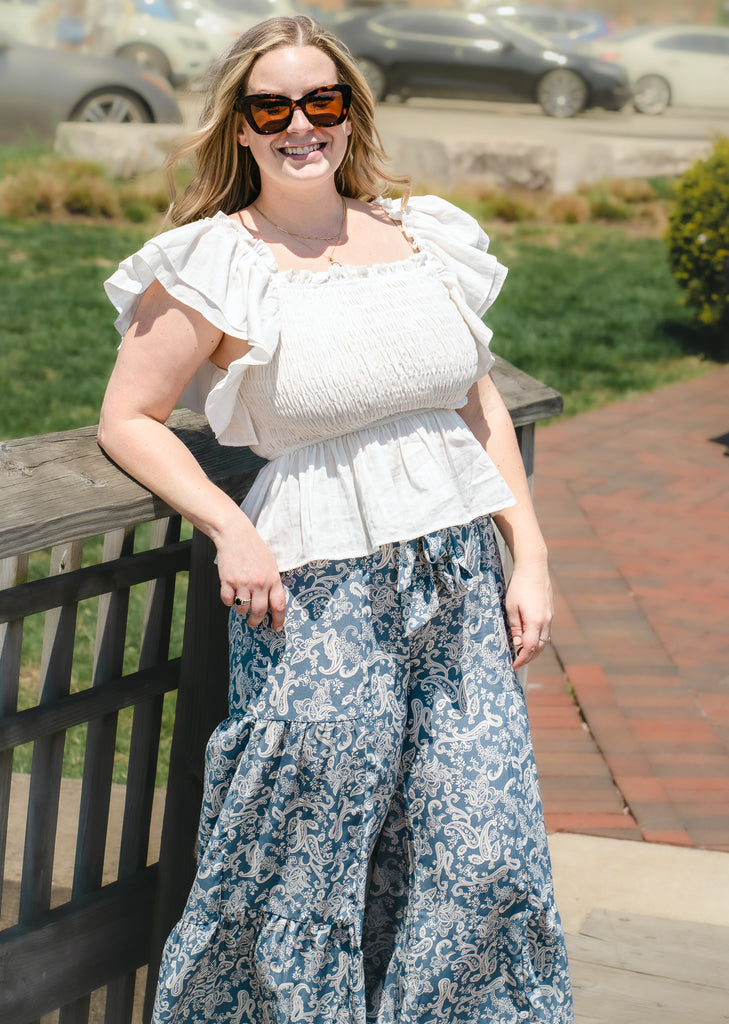 White Ruffled Top