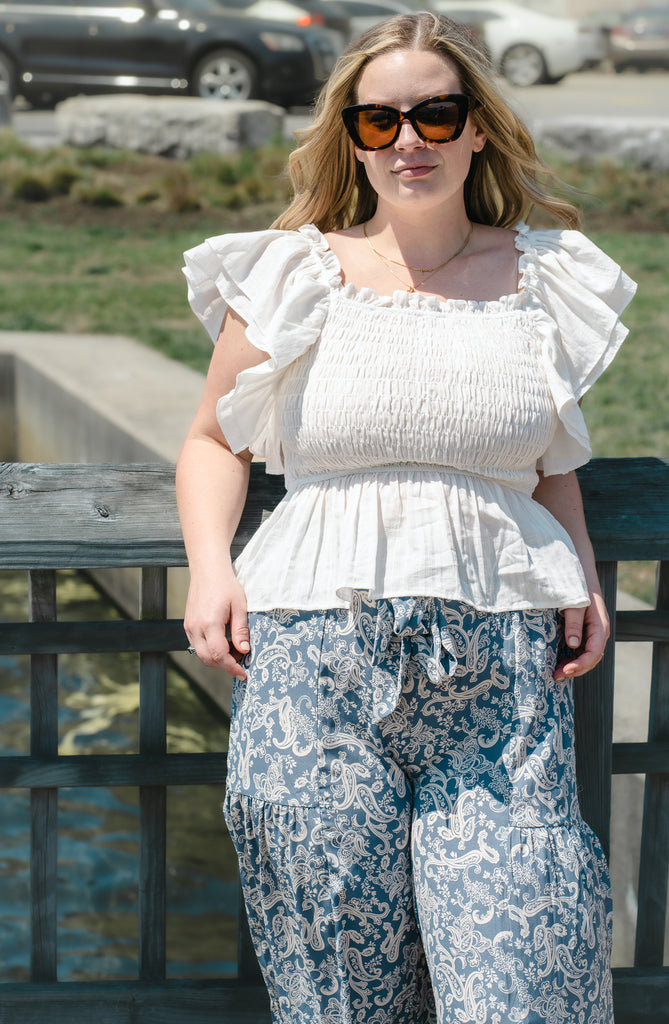White Ruffled Top