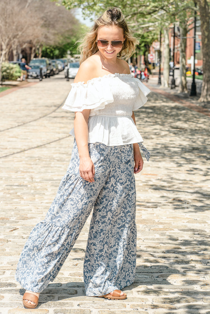 White Ruffled Top
