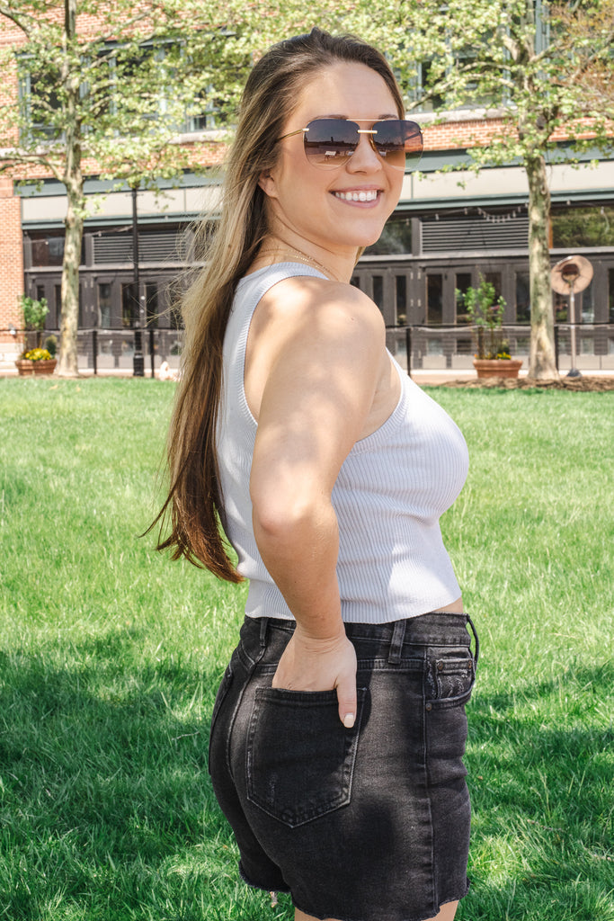 Pinhole Halter Neck Knit Top