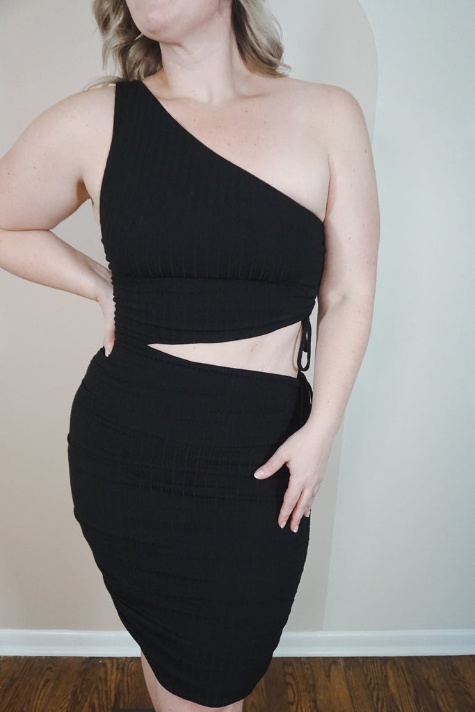 One Shoulder Solid Knit Dress