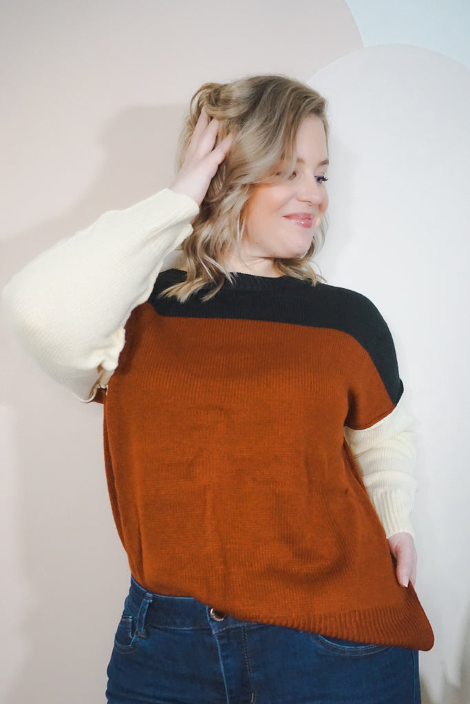 Knit Color Block Dolman Sweater