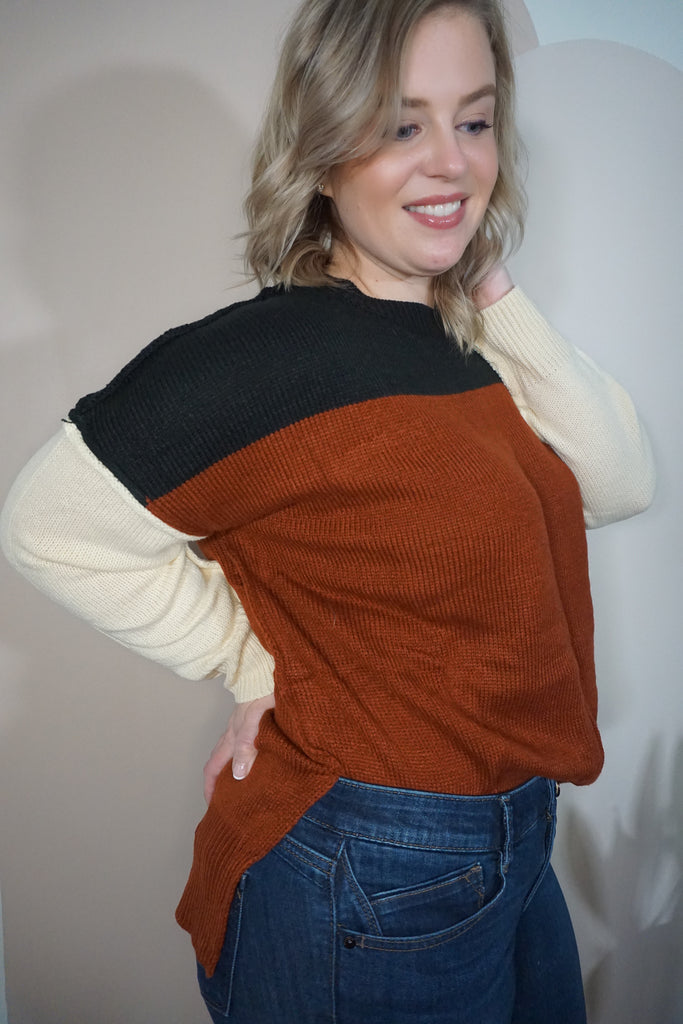 Knit Color Block Dolman Sweater