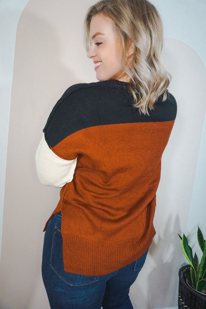 Knit Color Block Dolman Sweater