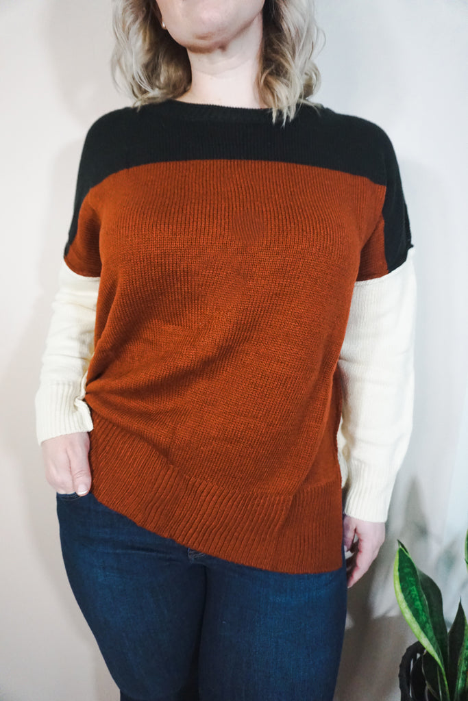 Knit Color Block Dolman Sweater