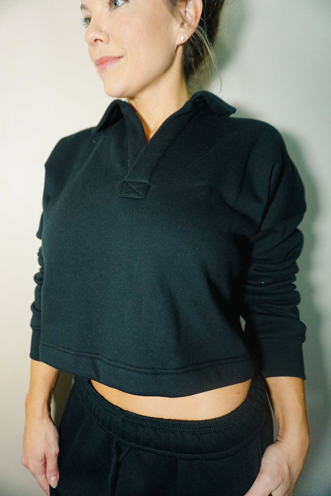 Boxy Collared Crop Sweater
