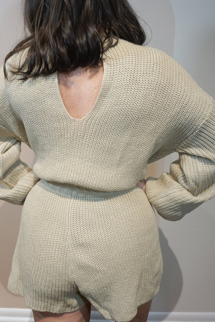 Long-Sleeve Knitted Romper