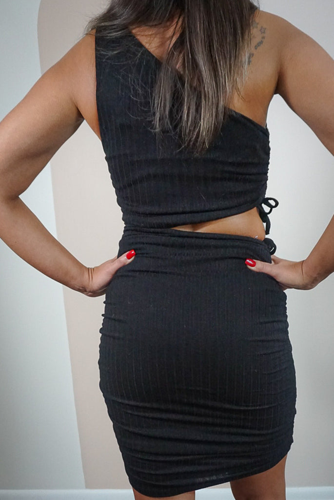 One Shoulder Solid Knit Dress