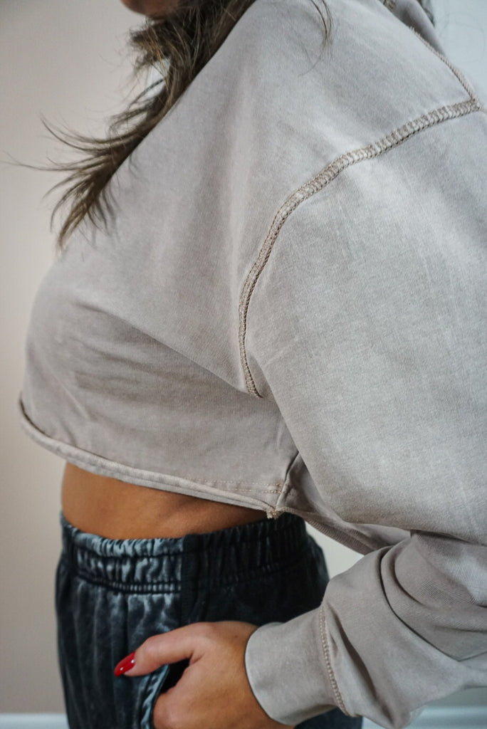 Mineral Washed Boxy Sweater Crop