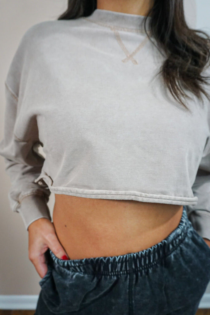 Mineral Washed Boxy Sweater Crop