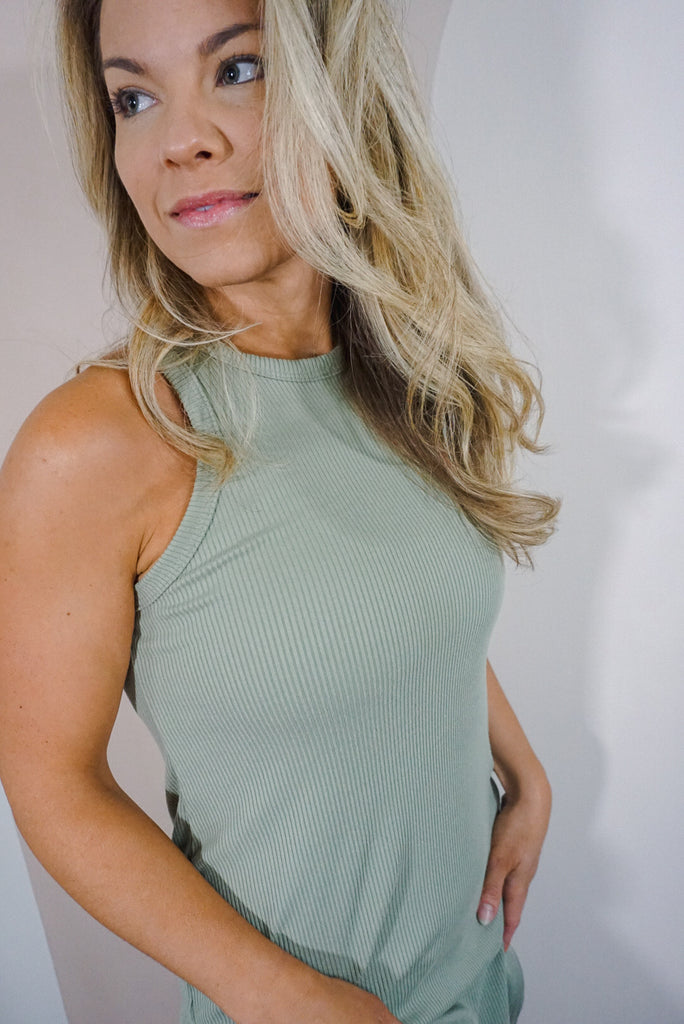 Ribbed Slit Tee Dress