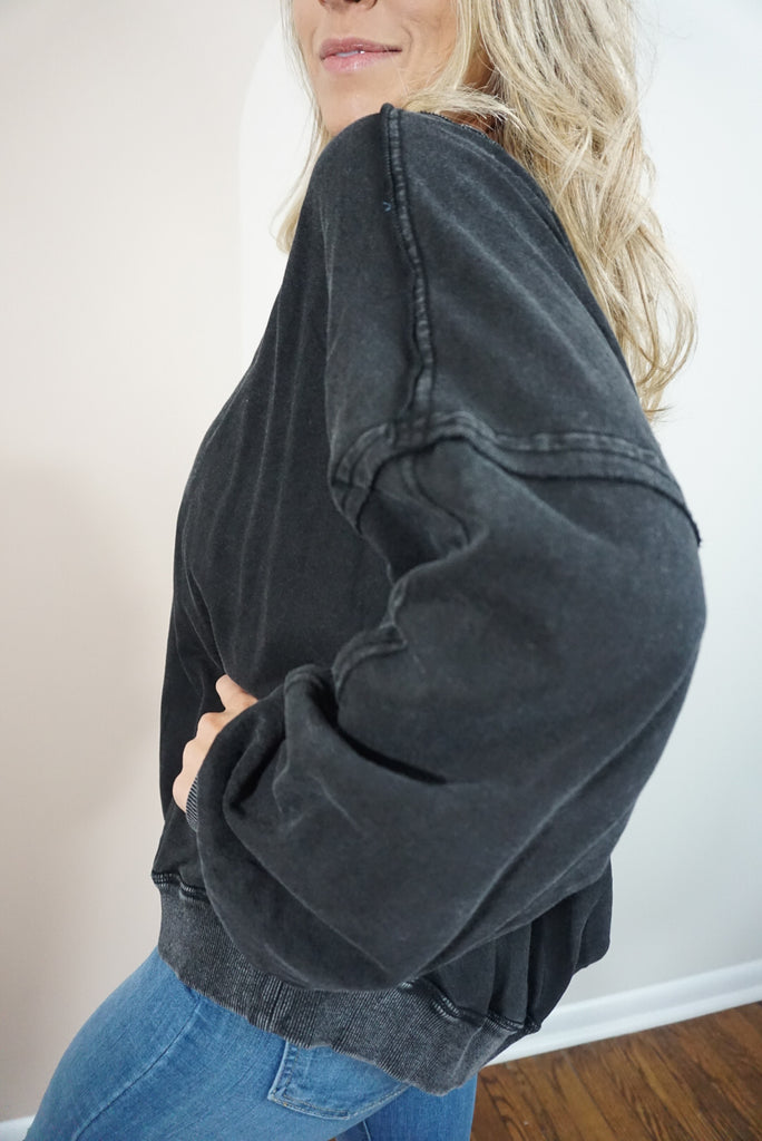 Mineral Washed Open Back Sweater