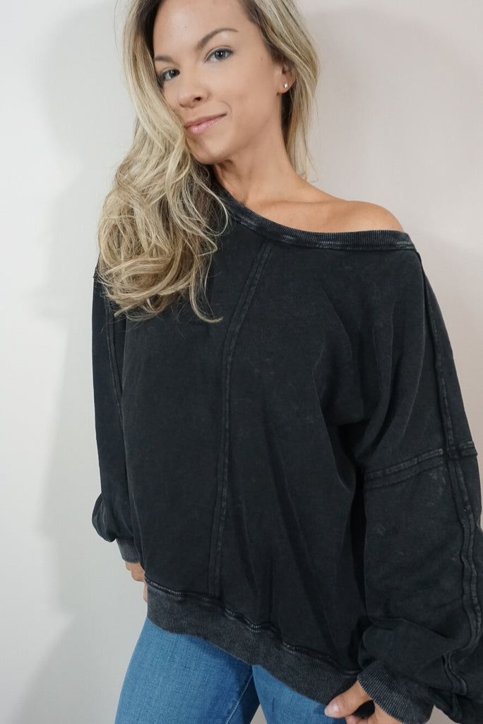 Mineral Washed Open Back Sweater