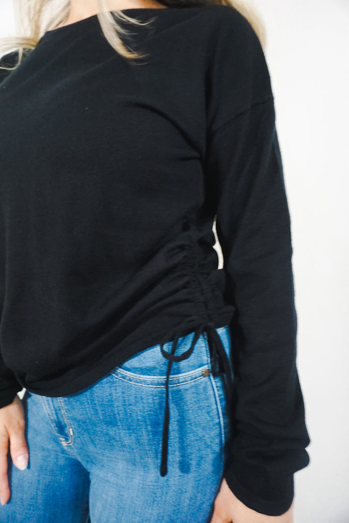 Crew Neck Drawstring Sweater