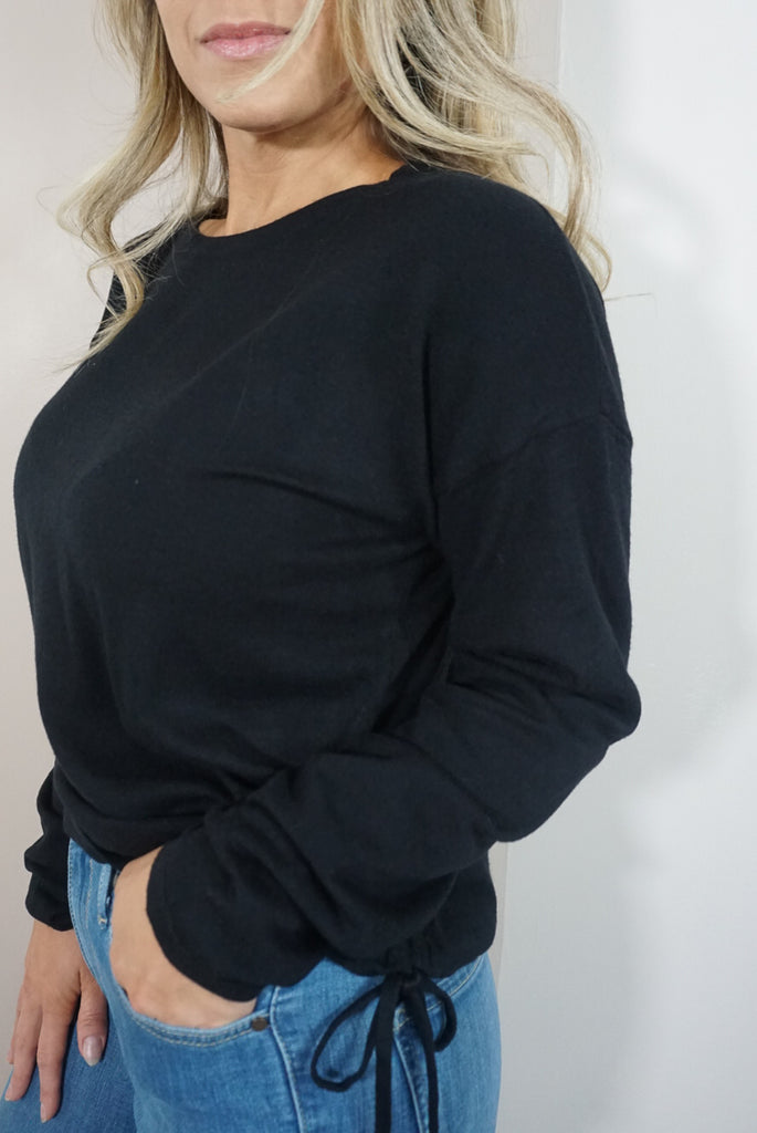 Crew Neck Drawstring Sweater