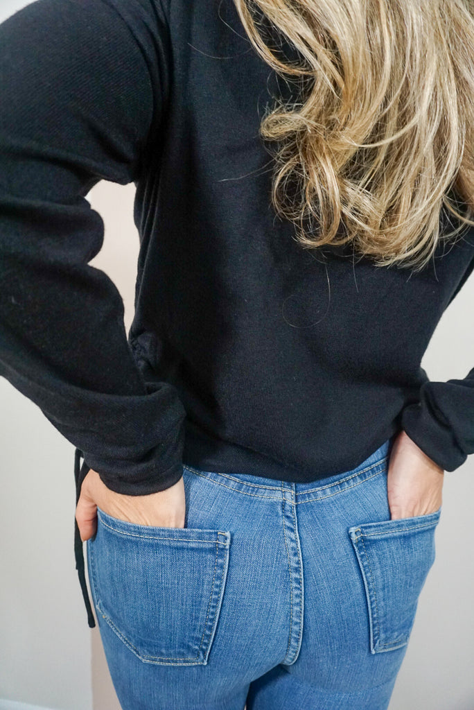 Crew Neck Drawstring Sweater