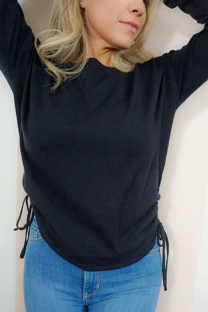Crew Neck Drawstring Sweater