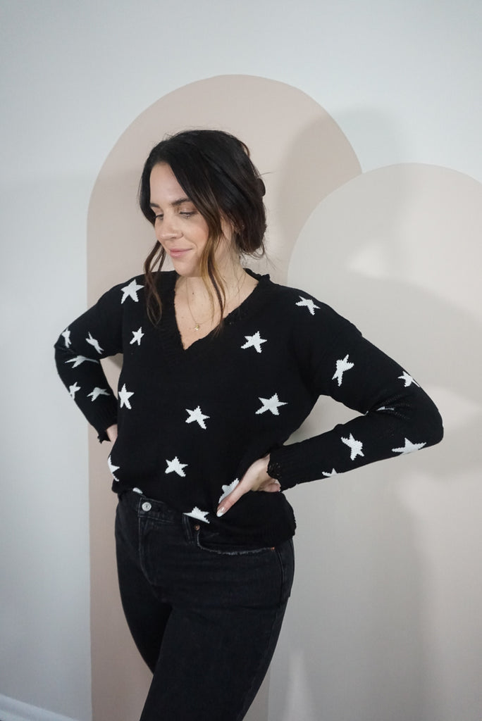 V-Neck Star Sweater