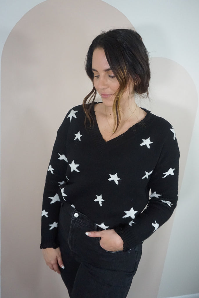 V-Neck Star Sweater