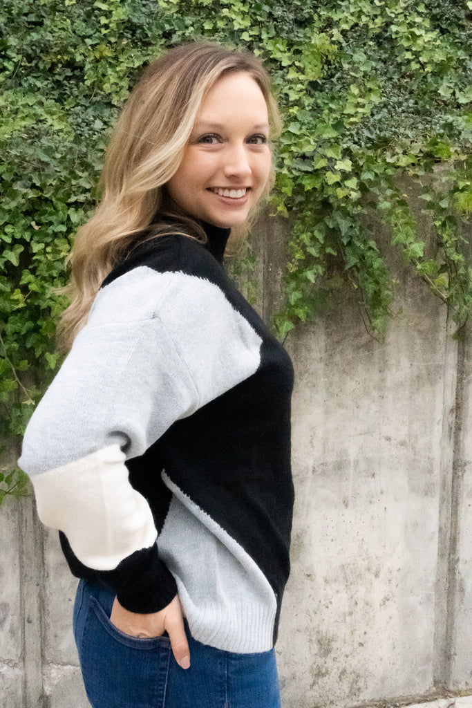 Color-Block Turtle Neck Sweater