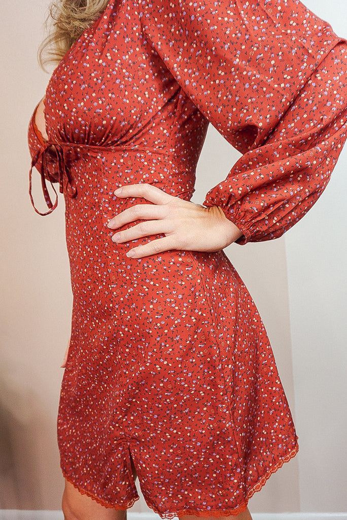 Silk Open-Back Floral Dress