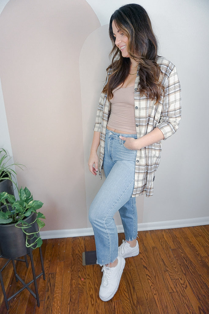 Cream Plaid Shacket
