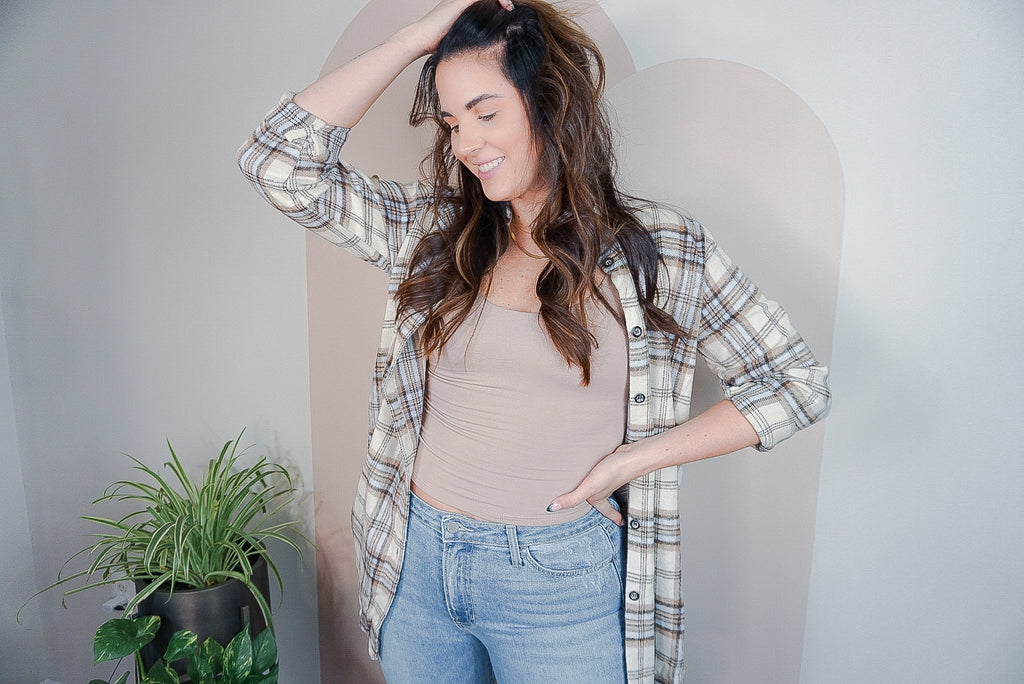 Cream Plaid Shacket