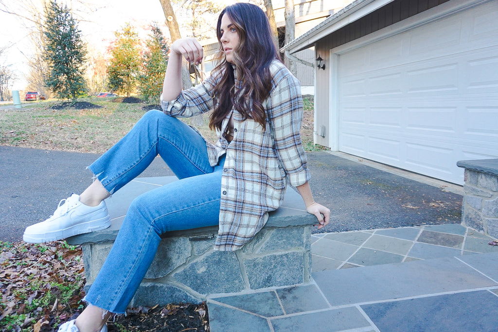 Cream Plaid Shacket