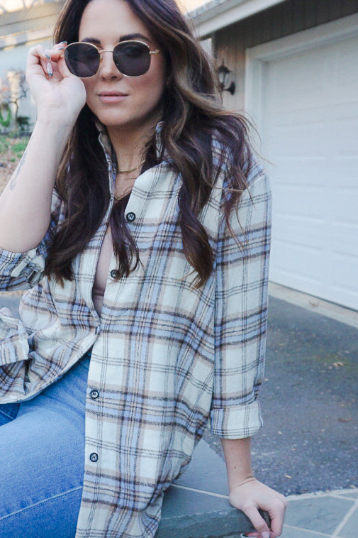 Cream Plaid Shacket