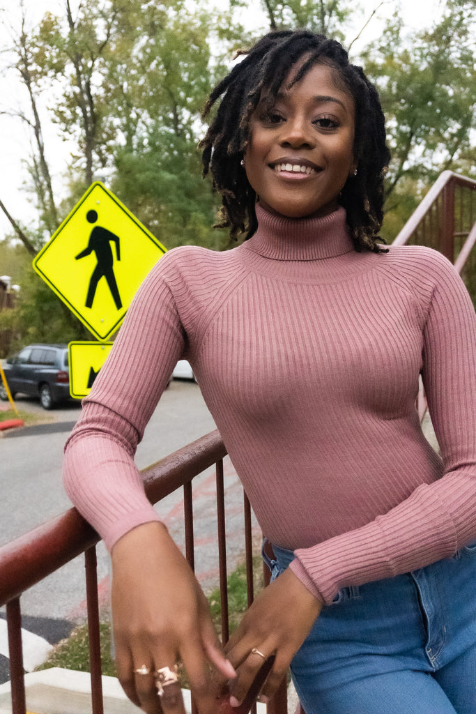 Mauve Turtleneck - Long Crop
