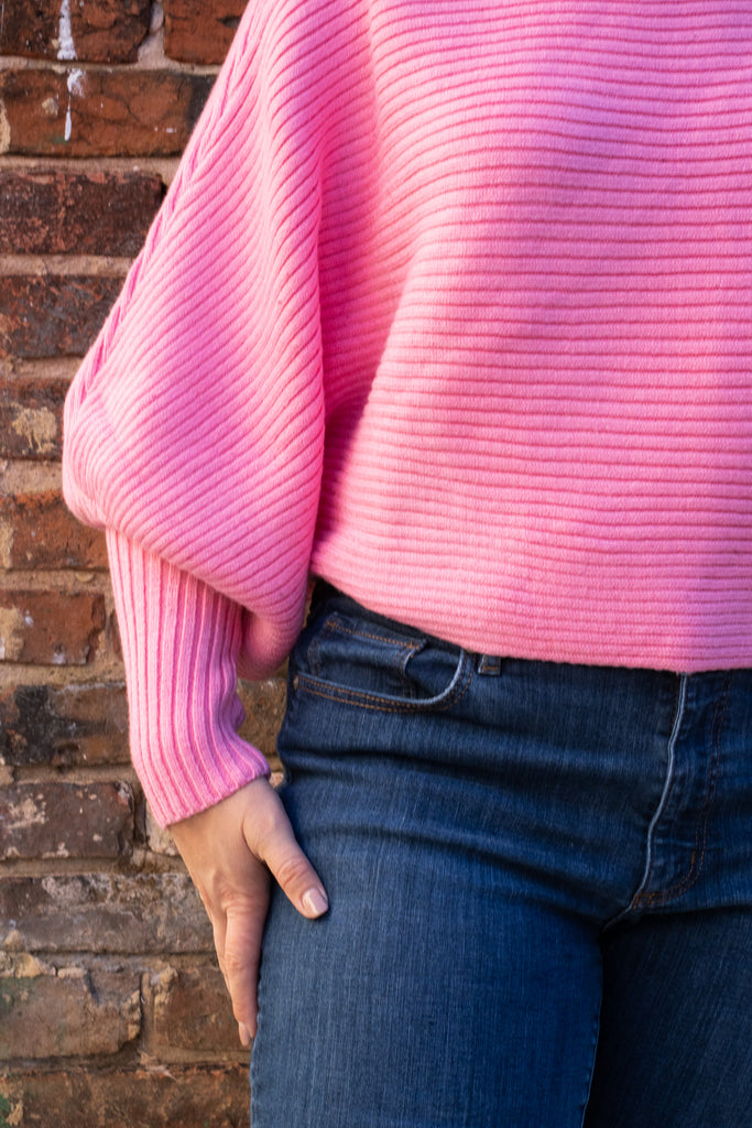 Cropped Lantern Sleeve - Hot Pink