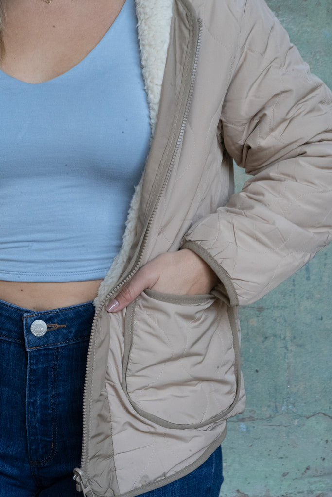 REVERSIBLE Fuzzy Nude Jacket