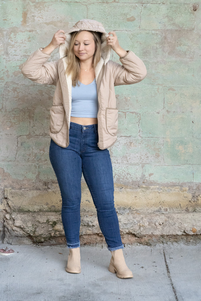 REVERSIBLE Fuzzy Nude Jacket