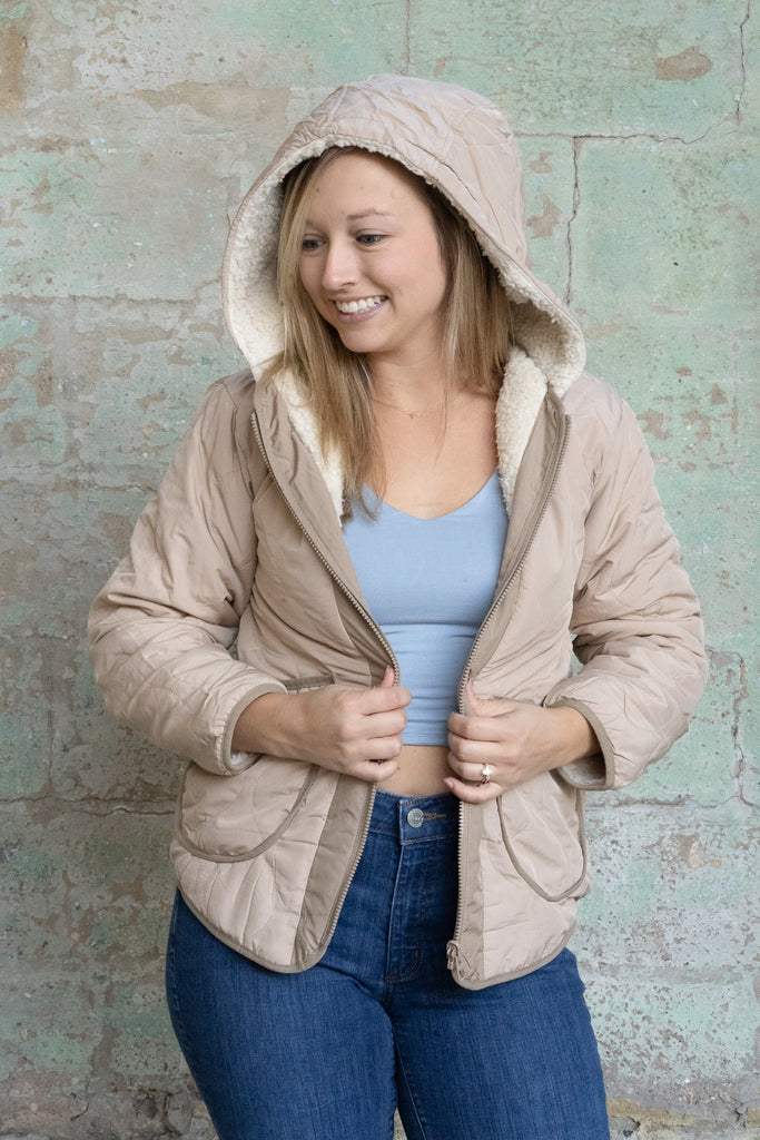 REVERSIBLE Fuzzy Nude Jacket