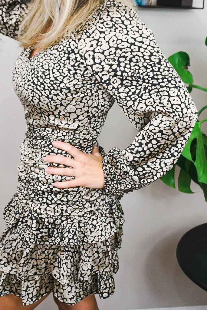 Ruched Leopard Print Dress