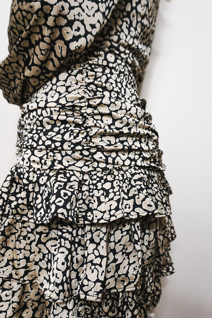 Ruched Leopard Print Dress