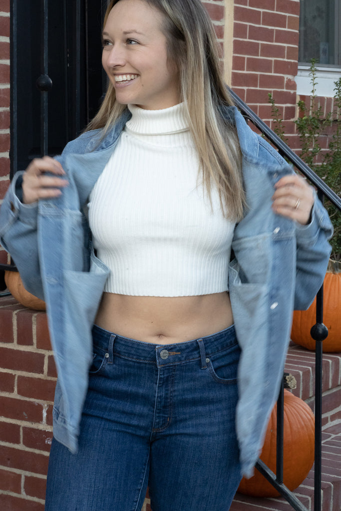 White Cropped Turtleneck