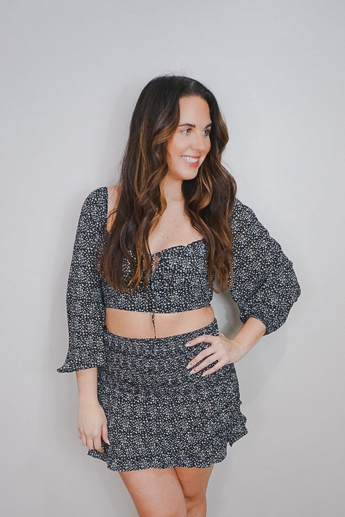 Black Floral Skirt - Matching Set