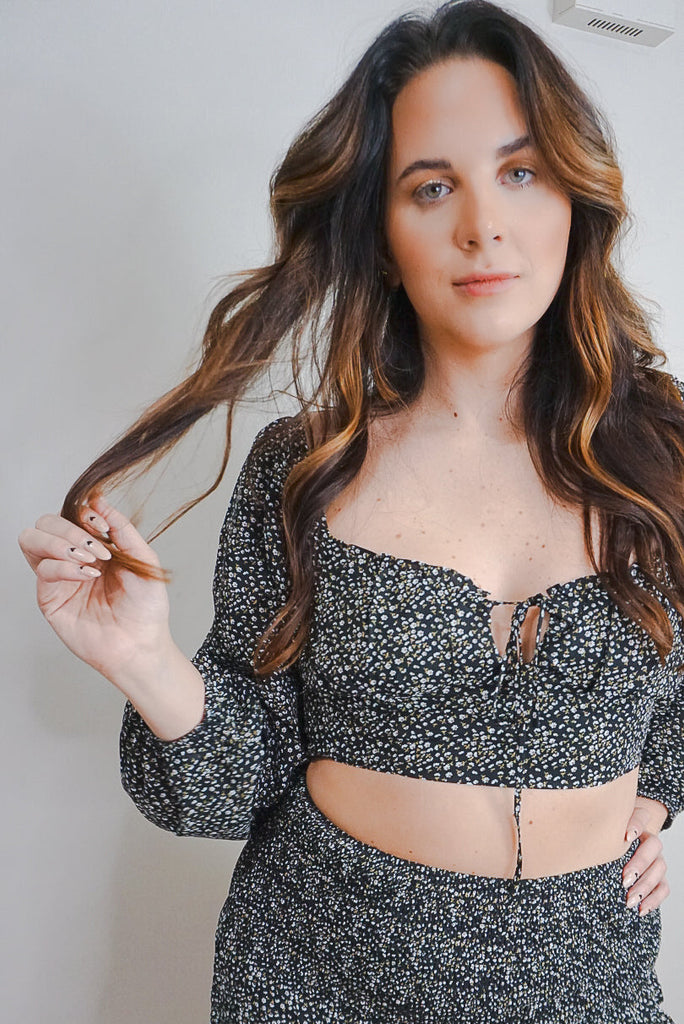 Black Floral Skirt - Matching Set