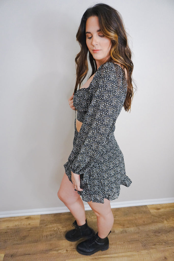 Black Floral Skirt - Matching Set