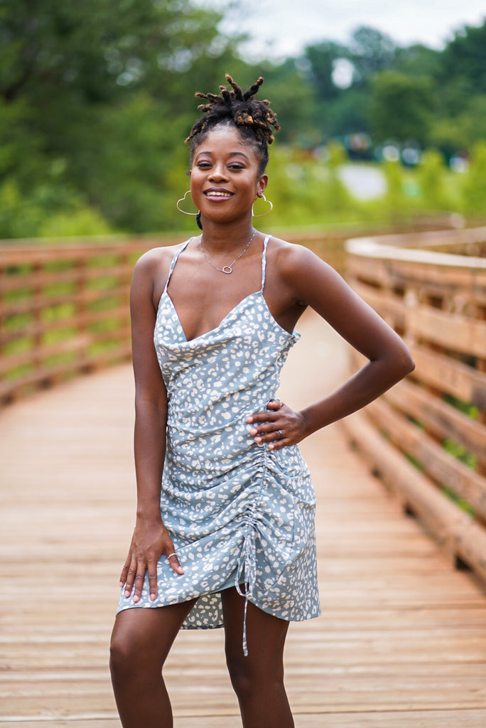 Baby Blue Adjustable Slit Dress