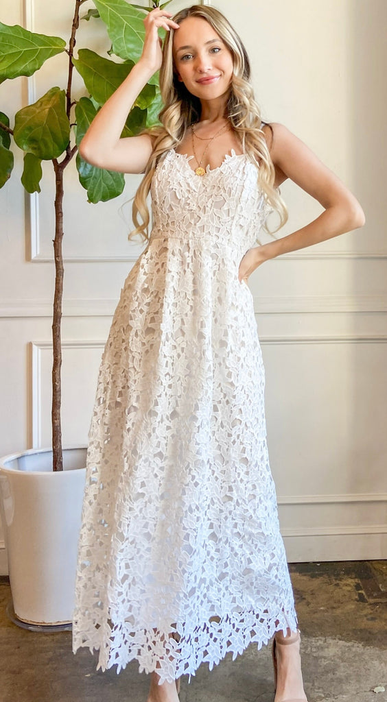 White Lace Floral Maxi