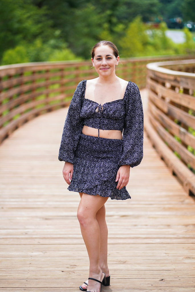 Black Floral Skirt - Matching Set